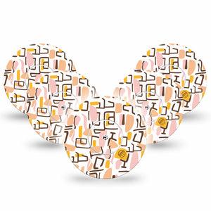 ExpressionMed Squiggles Freestyle Libre and Libre 2 Plus Tape, Abbott Lingo, 5-Pack Tape and 5-Pack Sticker Eye-Catching Shapes, Fixing Ring Tape Continuous Glucose Monitor Design