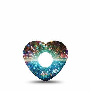 ExpressionMed Disco Lights Freestyle Libre 3 and Libre 3 Plus Heart, Single Tape Retro glow design Vinyl Decoration for CGM