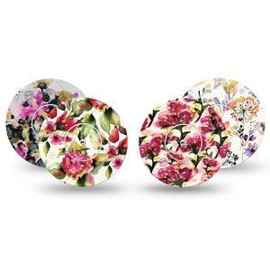 ExpressionMed Blush & Berries Variety Pack Freestyle Libre and Libre 2 Plus Sticker and Tape, Abbott Lingo,   Deep Toned Flowers, Adhesive Sticker and Tape Design Continuous Glucose Monitor Design