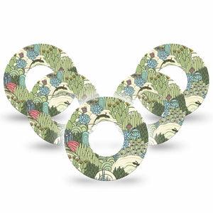 ExpressionMed Cactus Freestyle Libre and Libre 2 Plus Tape, Abbott Lingo, 5-Pack Tape Succulent Garden Plants, Fixing Ring Tape Continuous Glucose Monitor Design