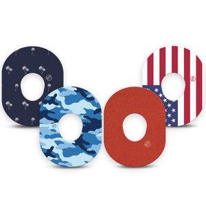 ExpressionMed USA Basics Dexcom G7 and Dexcom Stelo Glucose Biosensor System, 4-Pack Tape americana colors Fixing Ring Tape for Continuous Glucose Monitor