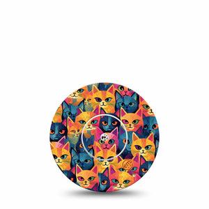 ExpressionMed Catorama Freestyle Libre Tape, Abbott Lingo,  Single Tape and Single Sticker Vivid Cat Artwork Fixing Ring Tape Continuous Glucose Monitor Design