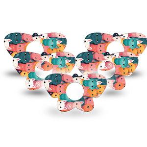 ExpressionMed Rainbow Cats Infusion Set Butterfly Shape Tape 10-Pack Adorable Kitty Cats Plaster Continuous Glucose Monitor Design