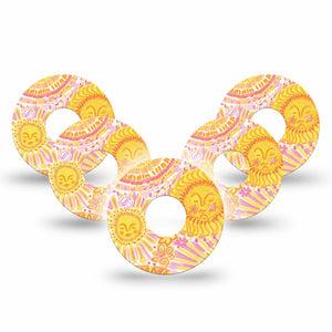 ExpressionMed Bright Sunshine Freestyle Libre 3 and Libre 3 Plus, 5-Pack sunny floral pattern Sensor Decoration for CGM