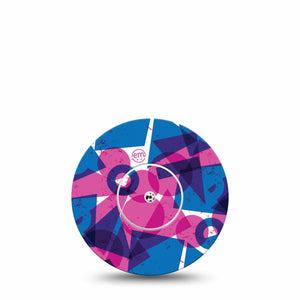 ExpressionMed Violet Vortex Freestyle Libre and Libre 2 Plus Sticker and Tape, Abbott Lingo, Geometric Pink And Blue Combo, Adhesive Sticker and Tape Design Continuous Glucose Monitor Design