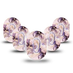 ExpressionMed Pink Pearls Dexcom G6 Mini, 5-Pack Tape and 5-Pack Sticker Pearl flowers Waterproof Sensor Cover for Continuous Glucose Monitor