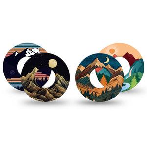 ExpressionMed Mountain Escapade Freestyle Libre, Libre 2 Plus, and Abbott Lingo, 4-Pack Tape bold nature landscape pattern Decorative Patch for Continuous Glucose Monitor
