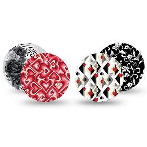 ExpressionMed Ace of Style Variety Pack Freestyle Libre and Libre 2 Plus Overpatch, Abbott Lingo, 4-Pack  Tape Variety Playing Card Suit Symbols Inspired, Fixing Ring Patch CGM Design