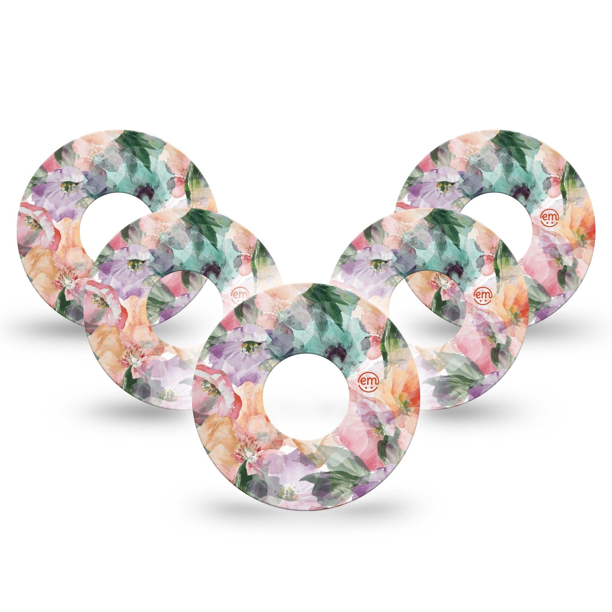 ExpressionMed Flower Clouds Infusion Set Tape 10-Pack Tape Gauzy-Like Floral Petals, Overlay Patch CGM Design