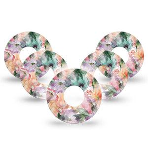 ExpressionMed Flower Clouds Infusion Set Tape 10-Pack Tape Gauzy-Like Floral Petals, Overlay Patch CGM Design