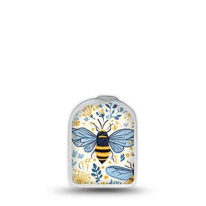 ExpressionMed Busy Bees Omnipod Sticker, Pod Surface Sticker Blue and gold Fixing Ring Tape For Insulin Pump