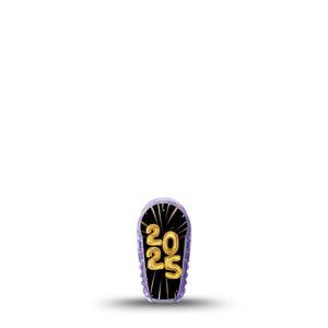 ExpressionMed New Years Fireworks Dexcom G6 Sticker Single Sticker Only Gold Black Fireworks, Decorative Decal CGM Design