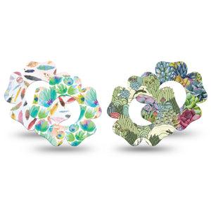 ExpressionMed Desert Succulent Variety Pack  Freestyle Libre 2 and Libre 2 Plus Flower Shape Tape, Abbott Lingo,  4-Pack Tape Variety Cactus Yucca Plants, Fixing Ring Tape CGM Design