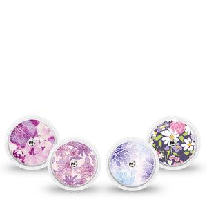 ExpressionMed Violet Garden Freestyle Libre, Libre 2 Plus, and Abbott Lingo Sticker, 4-Pack Sticker Plum tone florals Overlay Patch for Continuous Glucose Monitor
