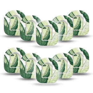 ExpressionMed Palm Leaf Omnipod Mini, 10-Pack Tape + 10-Pack Sticker Layered green foliage Overlay Patch For Pump