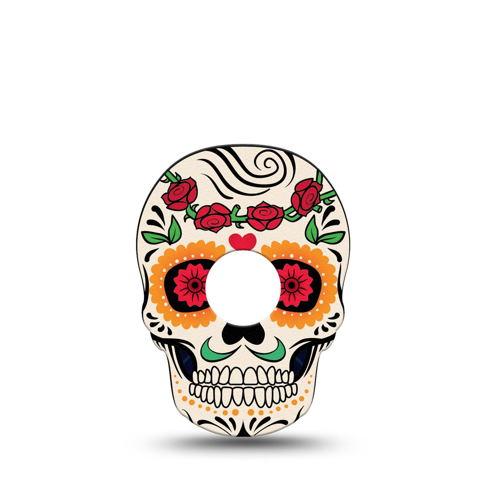 ExpressionMed Dia De Los Muertos Freestyle Libre 3 Skull Shape Tape Single Decorative Skull Patch CGM Design