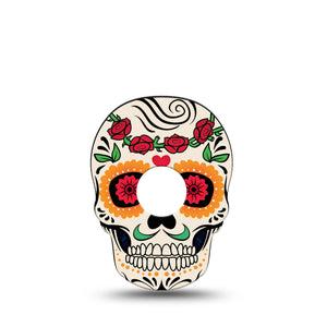 ExpressionMed Dia De Los Muertos Freestyle Libre 3 Skull Shape Tape Single Decorative Skull Patch CGM Design