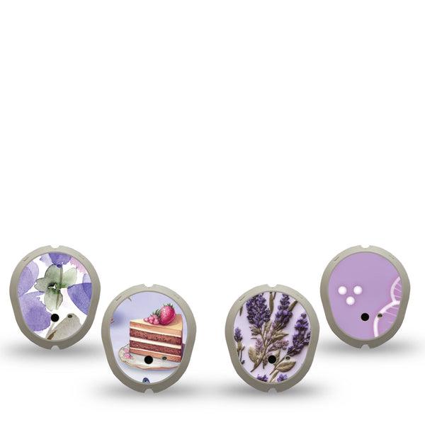 ExpressionMed Garden Party Dexcom G7 and Dexcom Stelo Glucose Biosensor System Sticker, 4-Pack Sticker Delicate deserts and lavenders Sensor Cover for Continuous Glucose Monitor