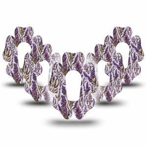 ExpressionMed Stitched Bloom Dexcom G6 Flower, 5-Pack Purple lavender stems Plaster for Continuous Glucose Monitor
