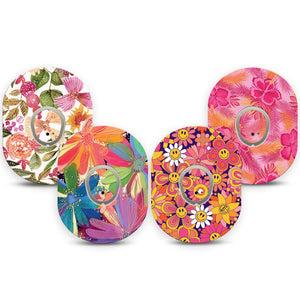 ExpressionMed Island Glow Variety Pack Dexcom G7 Tape, Dexcom Stelo Glucose Biosensor System, 4-Pack Tape and 4-Pack Sticker Variety Summer Sunset Petals, Overlay Tape CGM Design