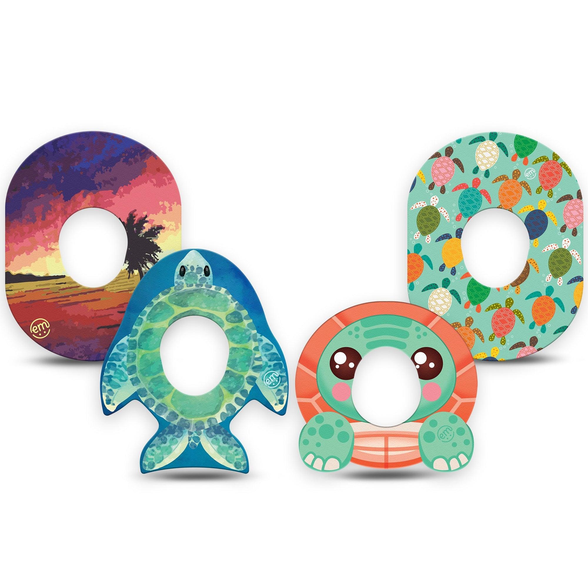 ExpressionMed Reef Riders Variety Pack Dexcom G7 Tape, Dexcom Stelo Glucose Biosensor System, 4-Pack Tape Sea Turtle Inspired, Overlay Tape CGM Design
