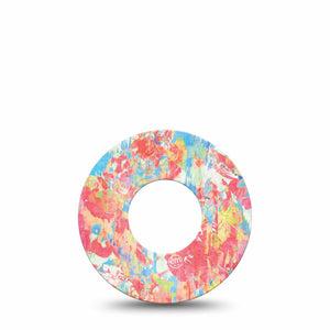 ExpressionMed Faded Summer Freestyle Libre and Libre 2 Plus Tape, Abbott Lingo, Single Tape Pale Coral Graphic Print, Fixing Ring Tape Continuous Glucose Monitor Design