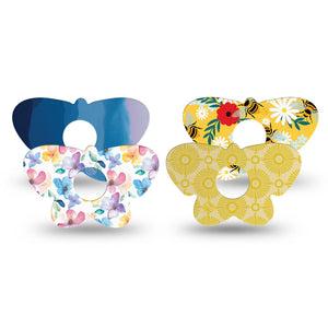 ExpressionMed Summer Brights Freestyle Libre 3 and Libre 3 Plus Butterfly, 4-Pack Tape Cheerful spring style Waterproof Plaster for CGM