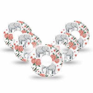 ExpressionMed Sweet Elephants Freestyle Libre 3 and Libre 3 Plus, 5-Pack elephant illustration Sensor Decoration for CGM