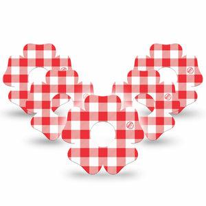 ExpressionMed Red Gingham Freestyle Libre 3 and Libre 3 Plus Flower, 5-Pack Classic picnic check Sensor Cover for Continuous Glucose Monitor