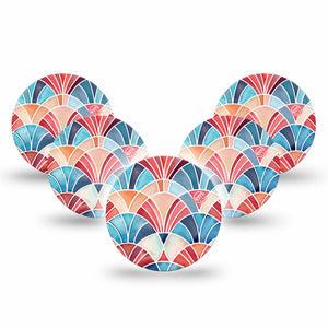 ExpressionMed Watercolor Fan Freestyle Libre 3 and Libre 3 Plus OverPatch, 5-Pack Watercolor fan motif Plaster for Continuous Glucose Monitor