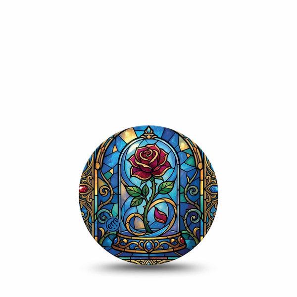 ExpressionMed Enchanted Rose Freestyle Libre 3 and Libre 3 Plus OverPatch, Single Tape glass dome rose Adhesive Tape for CGM