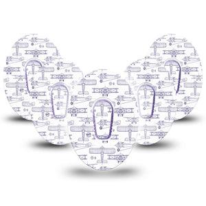 ExpressionMed Airplane Dexcom G6 Tape, 5-Pack Tape and 5-Pack Sticker Glider Planes, Plaster Continuous Glucose Monitor Design