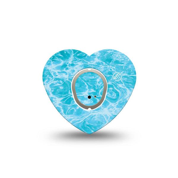 ExpressionMed Sunlit Water Dexcom G7 and Dexcom Stelo Glucose Biosensor System Heart, Single Tape and Single Sticker Water surface pattern Best Covers for CGM