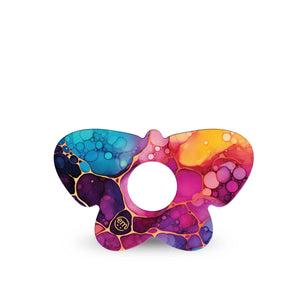 ExpressionMed Rainbow Ink Freestyle Libre 3 and Libre 3 Plus Butterfly, Single Tape Abstract rainbow pattern Waterproof Adhesive Tape for CGM