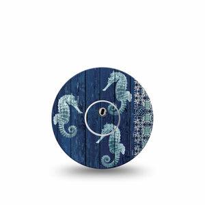 ExpressionMed Seahorse Freestyle Libre 3 and Libre 3 Plus, Single Tape and Single Sticker underwater animal print Accessories for Continuous Glucose Monitor
