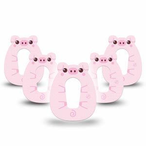 ExpressionMed Strawberry Piglet Dexcom G6 Gumdrop Shape Tape, 5-Pack Tape Piggy Snack Time Overlay Patch CGM Design