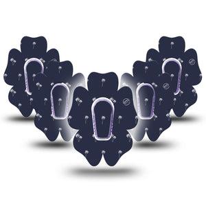 ExpressionMed Palm Trees Dexcom G6 Flower Shape Tape 5-Pack Tape and 5-Pack Sticker Coastal Palms, Adhesive Patch Continuous Glucose Monitor Design