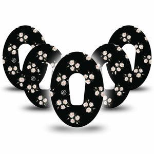 ExpressionMed Black Daisies Dexcom G6 Tape 5-pack Tape Grungy Daisy Florals, Plaster Continuous Glucose Monitor Design