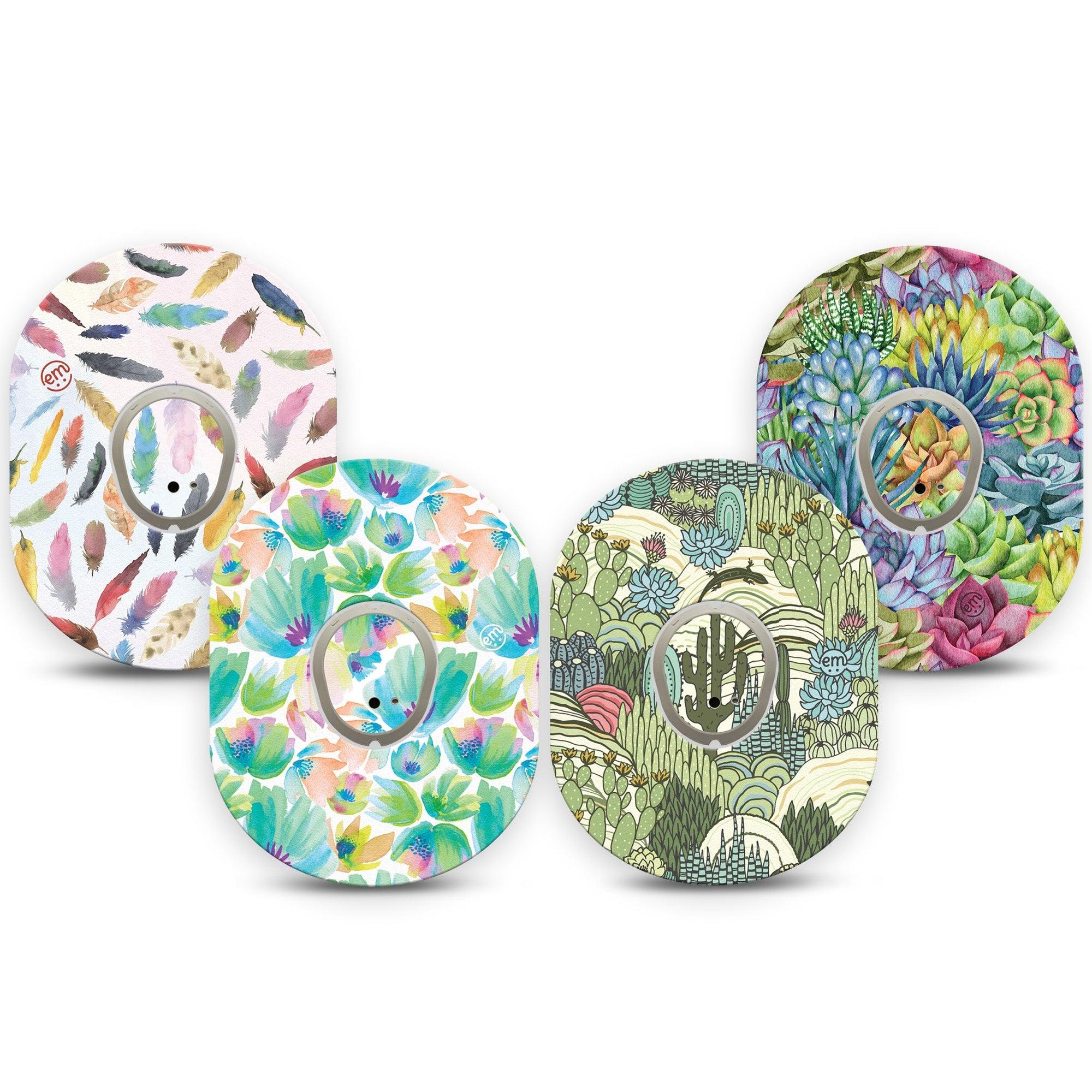 ExpressionMed Desert Succulent Variety Pack  Dexcom G7 Sticker and Tape, Dexcom Stelo Glucose Biosensor System,   Bright Green Teal Succulents, Vinyl Sticker and Tape Pairing Continuous Glucose Monitor Design