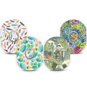 ExpressionMed Desert Succulent Variety Pack  Dexcom G7 Tape, Dexcom Stelo Glucose Biosensor System, 4-Pack Tape and 4-Pack Sticker Variety Prickly Green Cactus Plants, Overlay Tape CGM Design