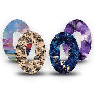 ExpressionMed Vivid Dexcom G6, 4-Pack Tape bright blue design Decorative Adhesive Tape for CGM