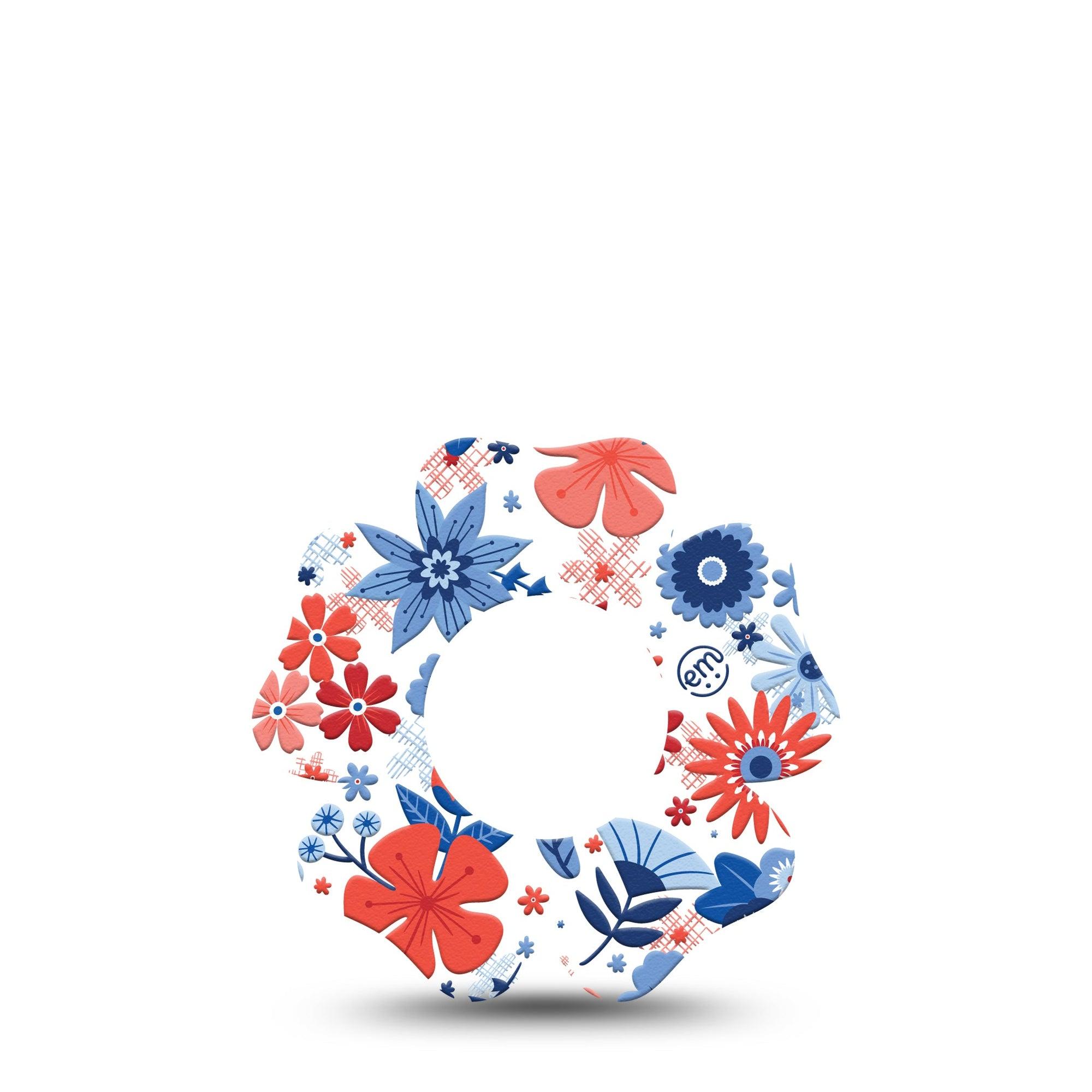 ExpressionMed July Flowers Freestyle Libre 2, Abbott Lingo, Flower Shape Tape Single USA holiday garden Adhesive Tape CGM Design