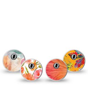 ExpressionMed Ruffle Bloom Freestyle Libre 3 and Libre 3 Plus Sticker, 4-Pack Sticker layered floral pattern Vinyl Decoration for CGM
