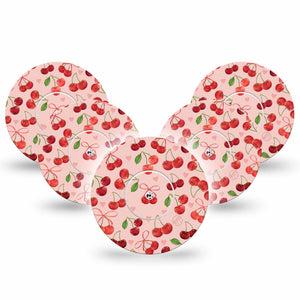 ExpressionMed Cherries Freestyle Libre and Libre 2 Plus Tape, Abbott Lingo, 5-Pack Tape and 5-Pack Sticker Wild Cherries, Fixing Ring Tape Continuous Glucose Monitor Design