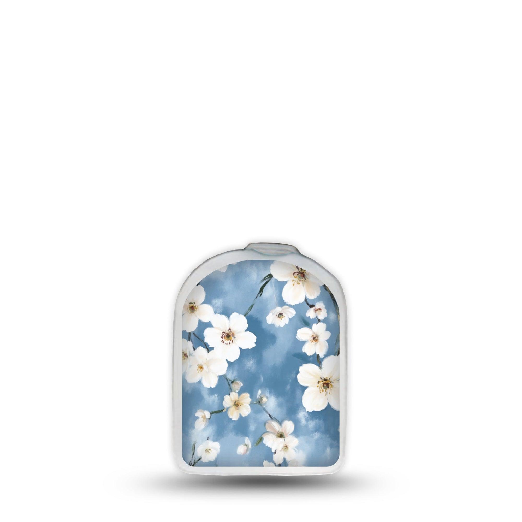 ExpressionMed Cherry Blossom Omnipod Surface Center Sticker Single Sticker Only Lovely White Florals, Vinyl Decoration Pump Design
