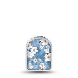 ExpressionMed Cherry Blossom Omnipod Surface Center Sticker Single Sticker Only Lovely White Florals, Vinyl Decoration Pump Design