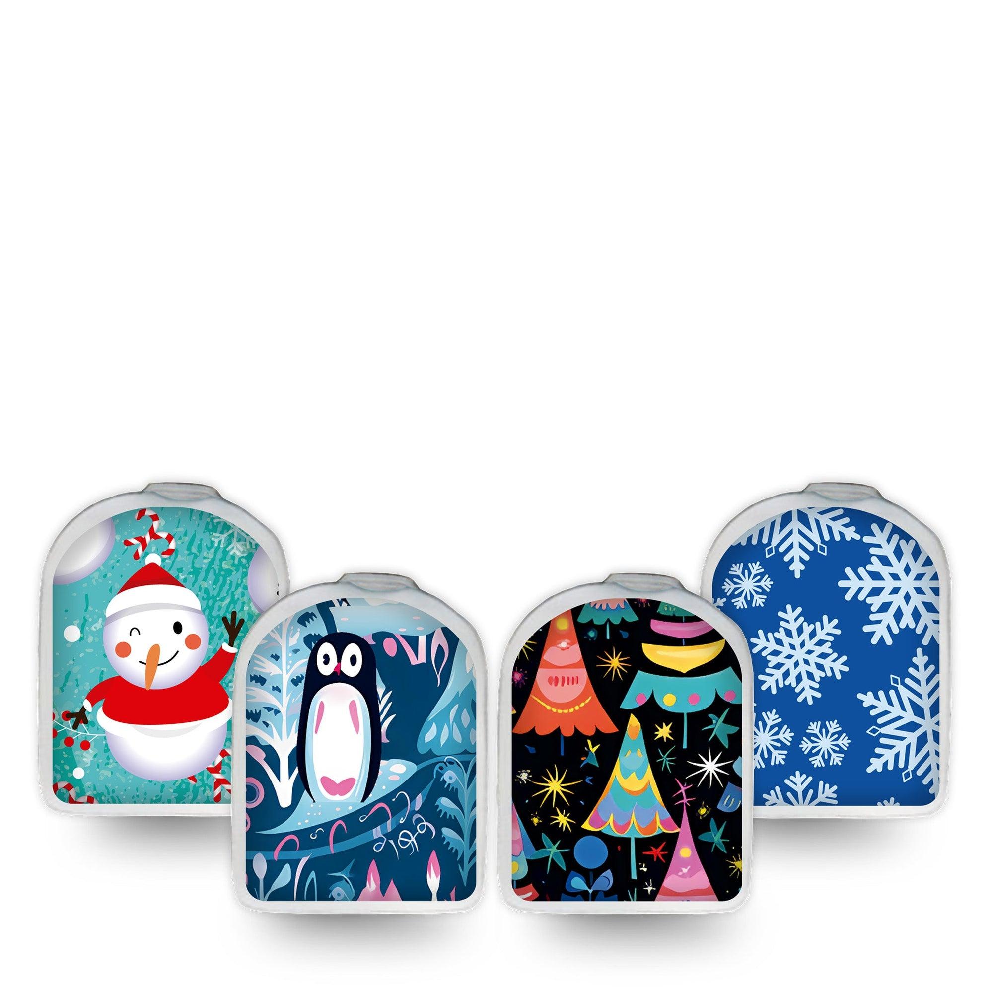 ExpressionMed Holiday Joy Variety Pack Omnipod Surface Center Sticker 4-Pack Sticker Variety Adorable Christmas Illustrations, Vinyl Decoration Pump Design