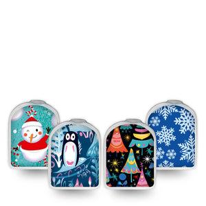 ExpressionMed Holiday Joy Variety Pack Omnipod Surface Center Sticker 4-Pack Sticker Variety Adorable Christmas Illustrations, Vinyl Decoration Pump Design