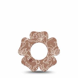 ExpressionMed Mocha Mousse Lace Freestyle Libre 2 and Libre 2 Plus Flower Shape Tape, Abbott Lingo, Single Tape 2025 Aesthetic Color, Plaster CGM Design