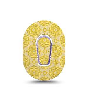 ExpressionMed Yellow Sundress Dexcom G6 Mini Tape, Single Tape and Single Sticker Golden Sunbursts Pattern, Adhesive Tape CGM Design